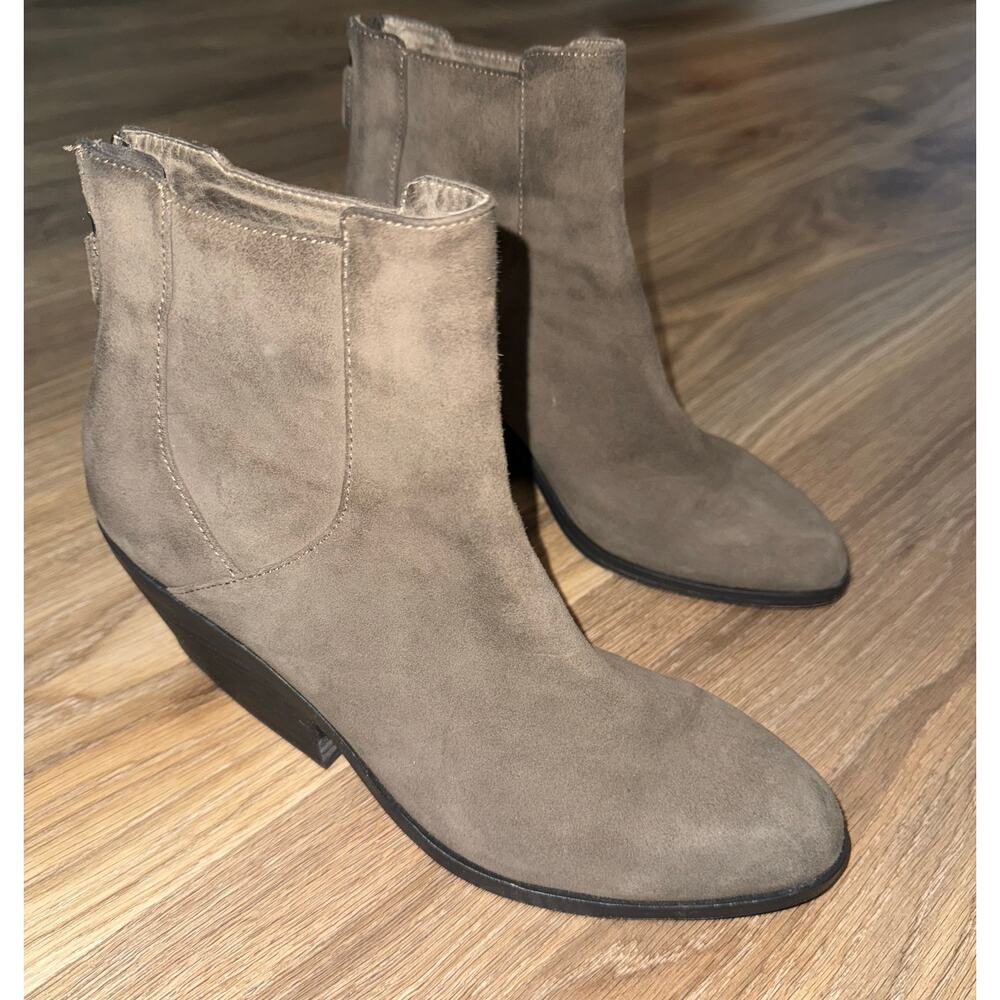 EILEEN FISHER 'Peer' gray Shadow leather Suede ankle booties boots - size 8.5